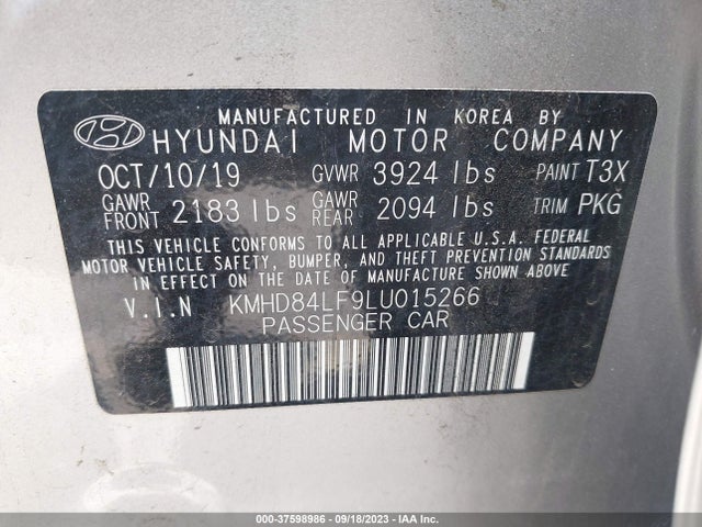 Hyundai ELANTRA SEL 2020 KMHD84LF9LU015266 Image 9