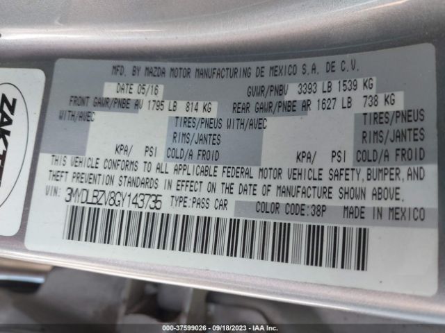 3MYDLBZV8GY143735 Scion IA