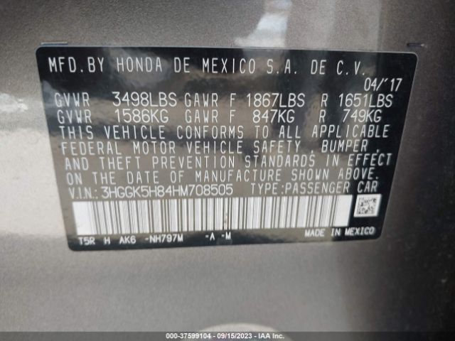 3HGGK5H84HM708505 Honda Fit Ex-l