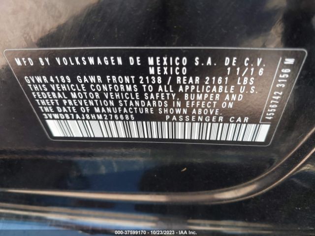 3VWDB7AJ8HM276685 Volkswagen Jetta 1.4t Se
