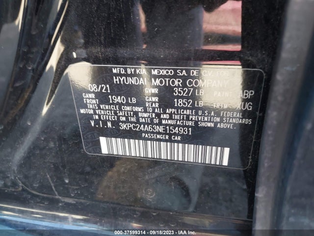 Hyundai ACCENT SE 2022 3KPC24A63NE154931 Image 9
