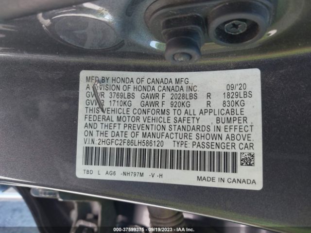 2HGFC2F86LH586120 Honda Civic Sport