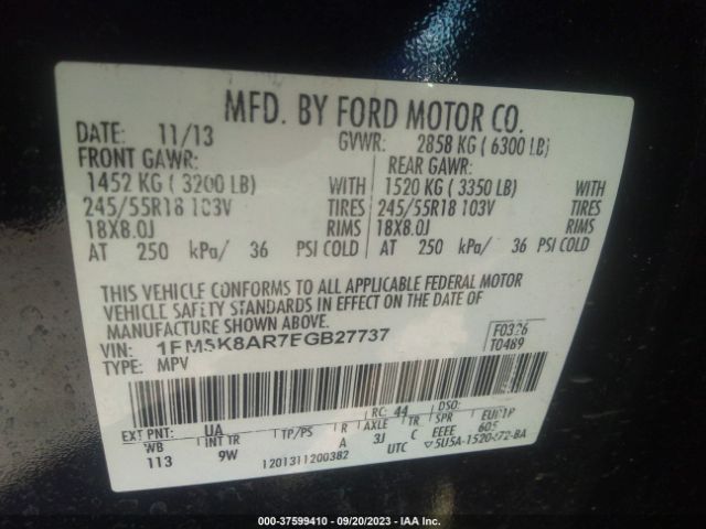 1FM5K8AR7EGB27737 Ford UTILITY POLICE