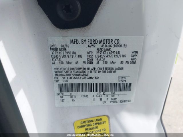 1FTBF2A61GEC06169 Ford Super Duty F-250 Srw Xl/xlt