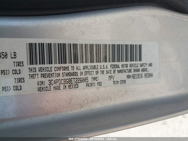 2014 DODGE JOURNEY SXT VIN: 3C4PDCBG8ET226005
