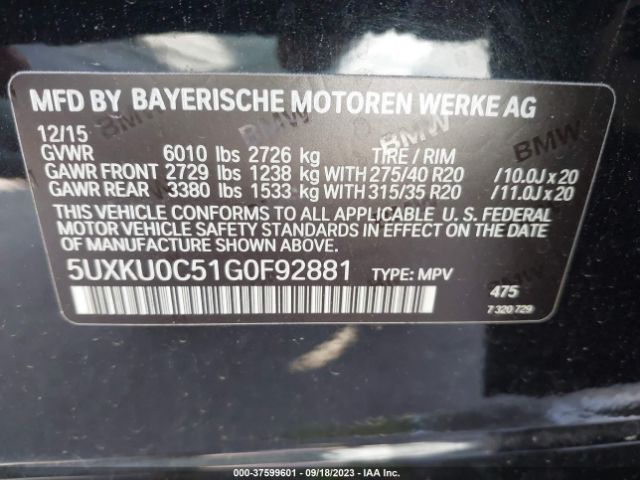 5UXKU0C51G0F92881 BMW X6 Sdrive35i