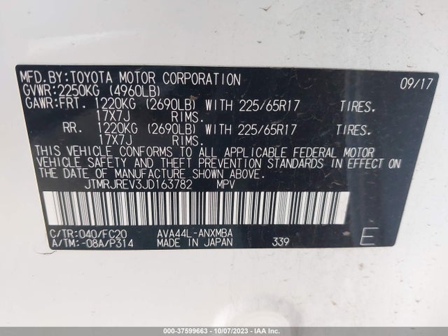 Toyota RAV4 HYBRID 2018 JTMRJREV3JD163782 Image 9