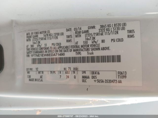 1FTNE1EW8EDA71490 Ford Econoline Cargo Van Commercial/recreational