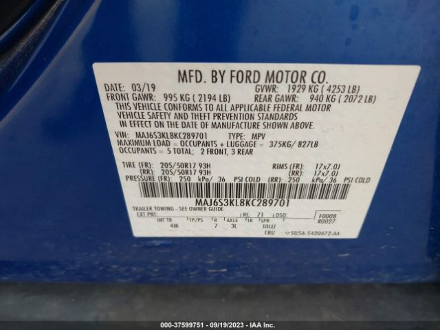 MAJ6S3KL8KC289701 Ford Ecosport Titanium