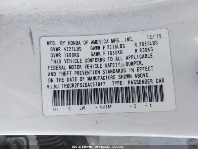 1HGCR2F52GA057047 Honda Accord Sedan Sport