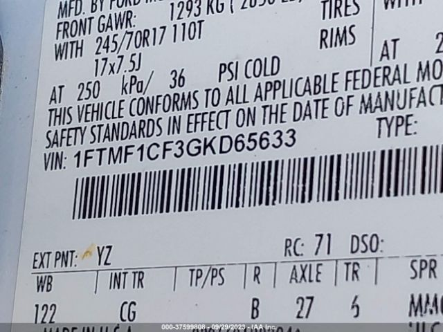 1FTMF1CF3GKD65633 Ford F-150 Xl/xlt