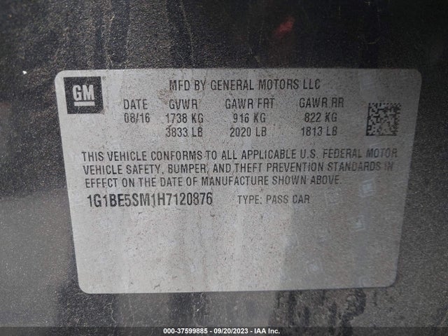 Chevrolet CRUZE LT 2017 1G1BE5SM1H7120876 Image 9