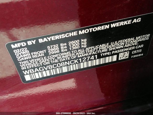 WBAGV8C08NCK12741 BMW 8 Series M850i