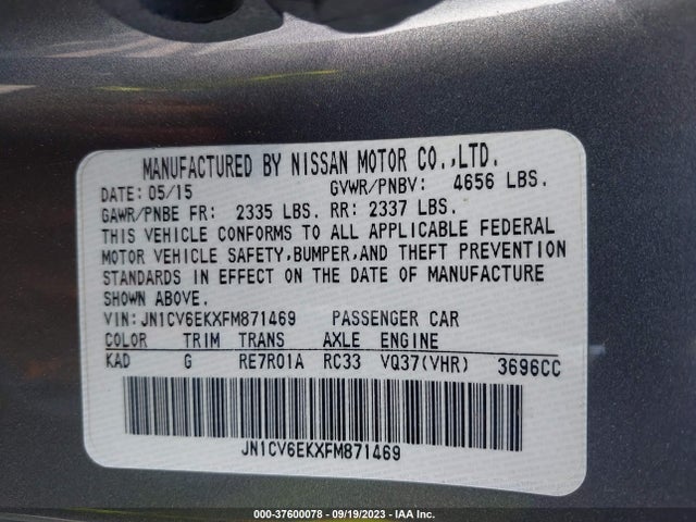 2015 Infiniti Q60, VIN: JN1CV6EKXFM871469