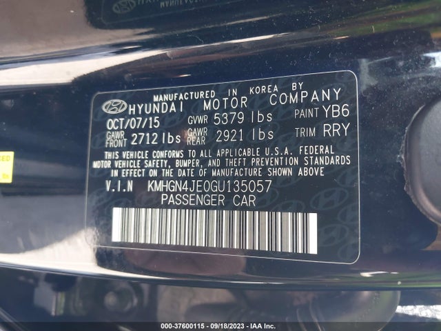 Hyundai Genesis 3.8 2016 KMHGN4JE0GU135057 Image 9