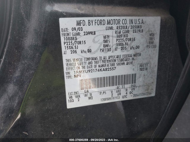 2004 FORD ESCAPE XLS VIN: 1FMYU92174KA82557