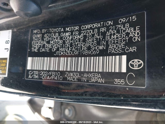 Toyota Prius Four 2015 JTDKN3DU9F1989069 Image 9