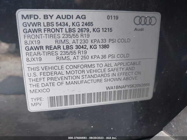 WA1BNAFY5K2053565 Audi Q5 Premium Plus