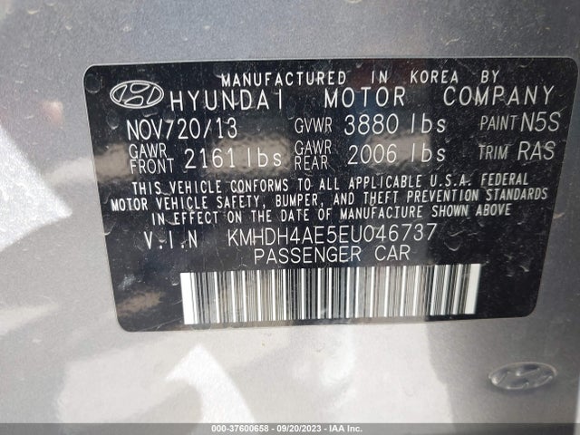 Hyundai ELANTRA SE 2014 KMHDH4AE5EU046737 Image 9