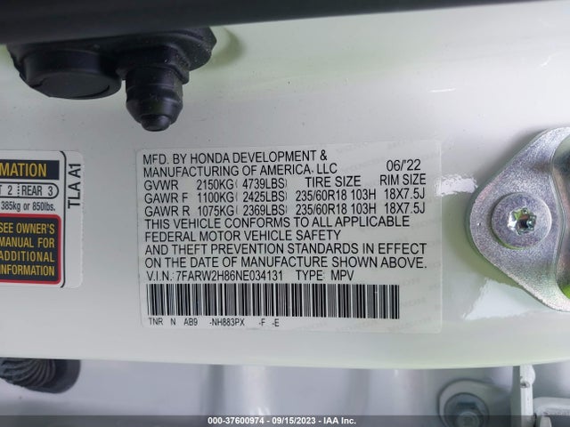 Honda Cr-v Ex-l 2022 7FARW2H86NE034131 Image 9