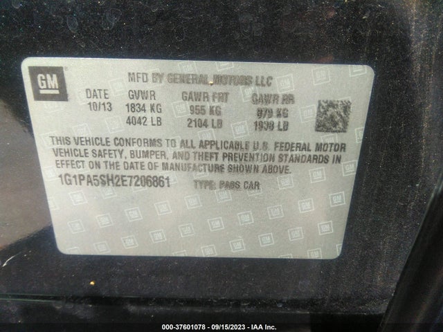 2014 CHEVROLET CRUZE LS VIN: 1G1PA5SH2E7206861