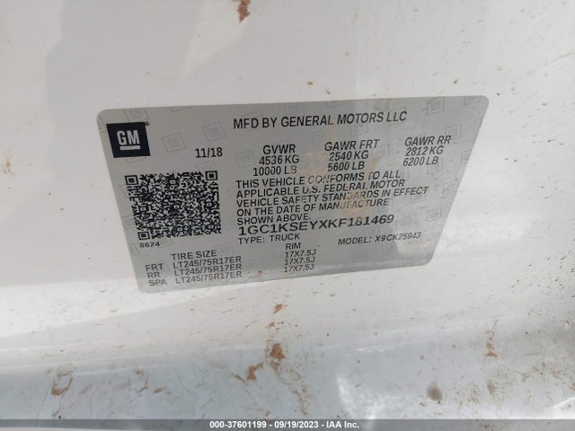 Chevrolet Silverado 2500hd Lt 2019 1GC1KSEYXKF181469 Image 9