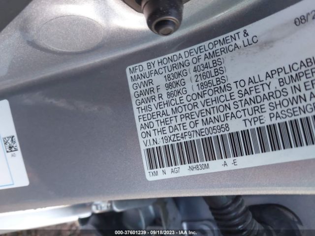 19XZE4F97NE005958 Honda Insight Touring