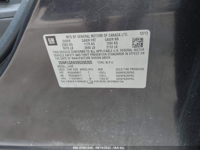 Chevrolet EQUINOX LT 2014 2GNFLGEKXE6206355 Image 9