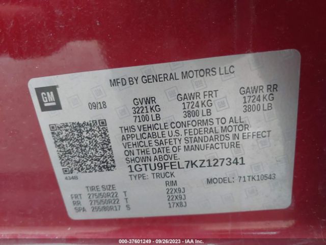 1GTU9FEL7KZ127341 GMC Sierra 1500 Denali