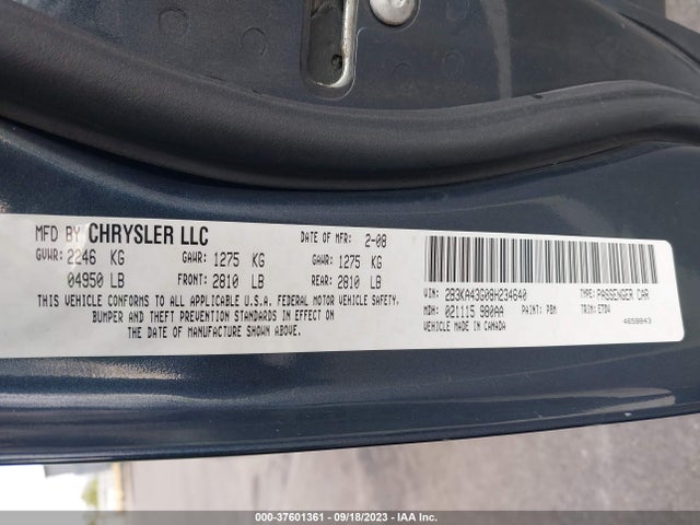 2008 DODGE CHARGER VIN: 2B3KA43G08H234640