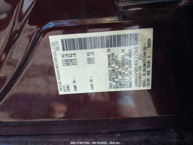 1N4AA5AP6EC493768 Nissan Maxima 3.5 Sv W/premium Pkg