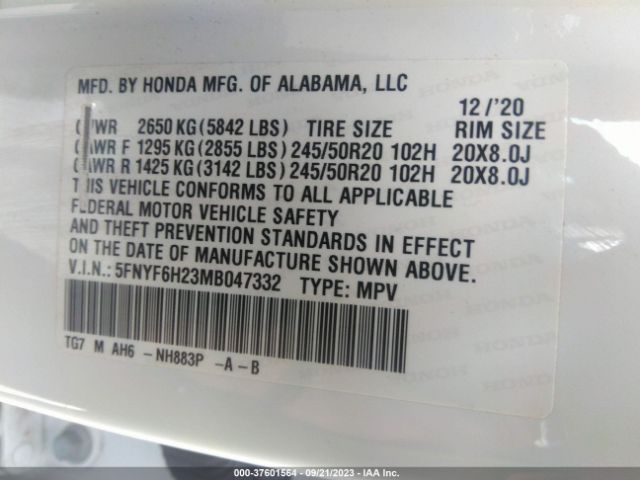 5FNYF6H23MB047332 Honda Pilot Special Edition