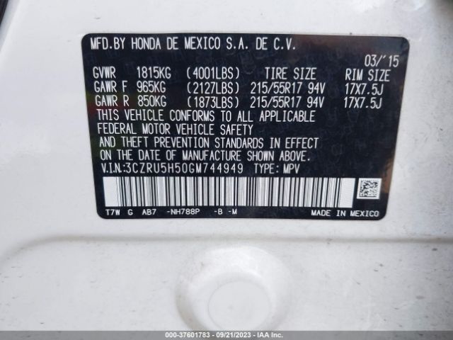 3CZRU5H50GM744949 Honda HR-V EX