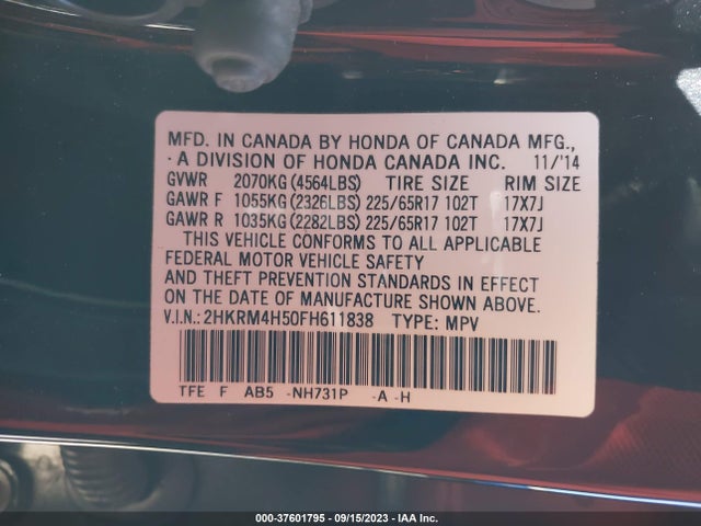 Honda CR-V EX 2015 2HKRM4H50FH611838 Image 9