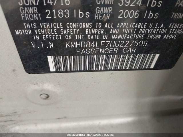 Hyundai ELANTRA SE 2017 KMHD84LF7HU227509 Image 9