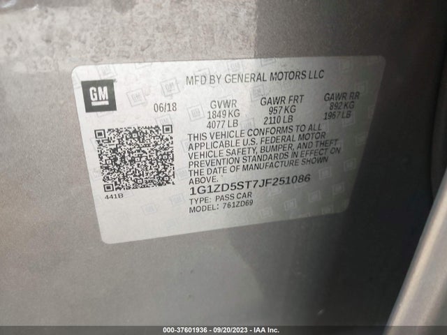Chevrolet MALIBU LT 2018 1G1ZD5ST7JF251086 Image 9