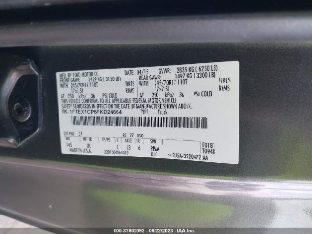 1FTEX1CP6FKD24664 Ford F-150 Xl/lariat/xlt