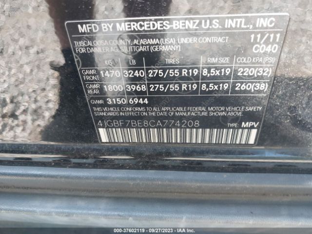 2012 MERCEDES-BENZ GL-CLASS 4JGBF7BE8CA774208 Photo 8