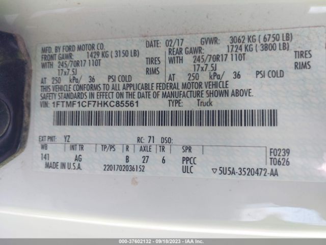 1FTMF1CF7HKC85561 Ford F-150 Xl/xlt