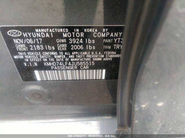 Hyundai ELANTRA SE 2018 KMHD74LF4JU585515 Image 9