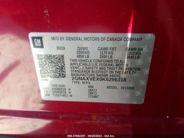 2019 CHEVROLET EQUINOX 2GNAXVEX0K6296318 Photo 8