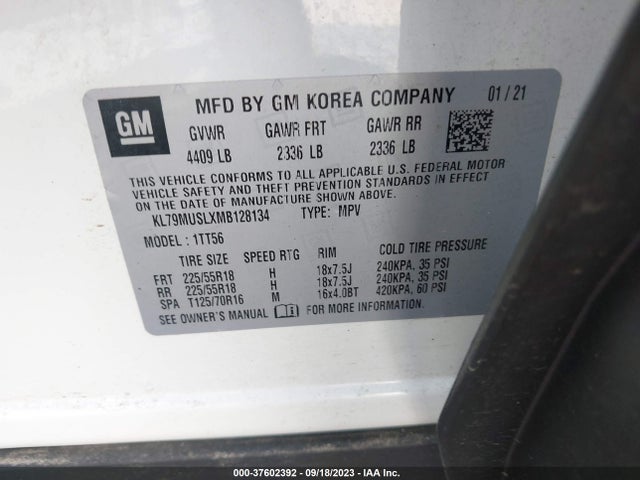 Chevrolet Trailblazer Rs 2021 KL79MUSLXMB128134 Image 9