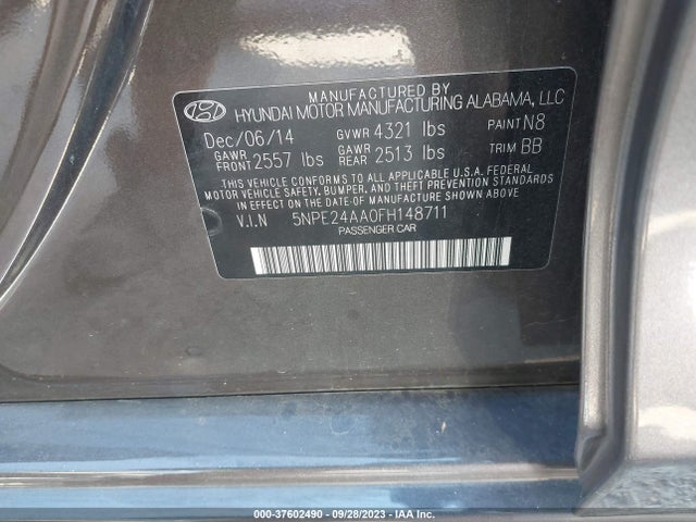 2015 HYUNDAI SONATA 1.6T ECO VIN: 5NPE24AA0FH148711