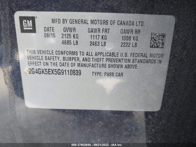 2016 BUICK REGAL TURBO VIN: 2G4GK5EX5G9110839