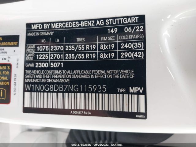 W1N0G8DB7NG115935 Mercedes-Benz Glc Glc 300