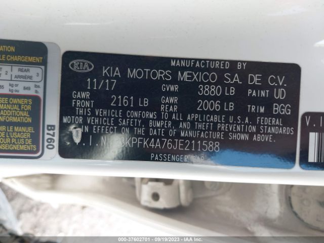 3KPFK4A76JE211588 KIA FORTE LX