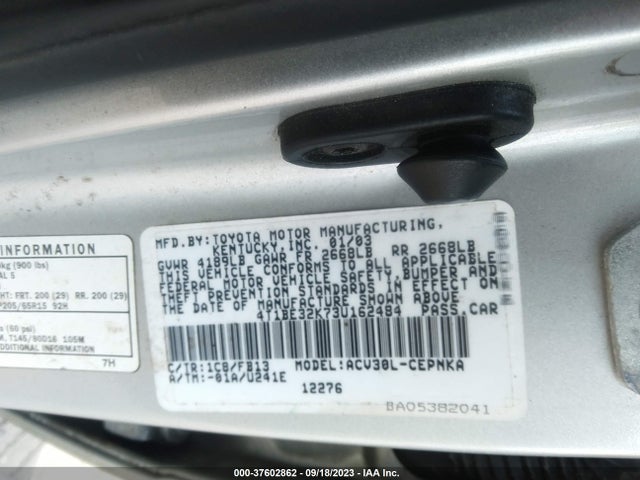 Продаж на аукціоні авто 2003 Toyota Camry Le/se/xle, vin: 4T1BE32K73U162484, номер лоту: 37602862