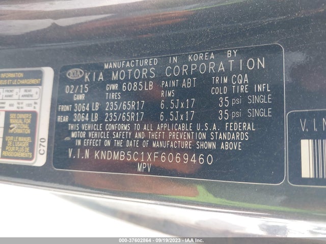 KIA SEDONA LX 2015 KNDMB5C1XF6069460 Image 9