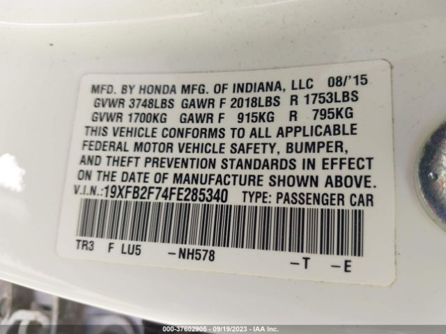 19XFB2F74FE285340 Honda Civic Sedan Se