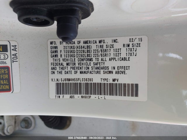 Honda CR-V EX 2015 5J6RM4H55FL038280 Image 9